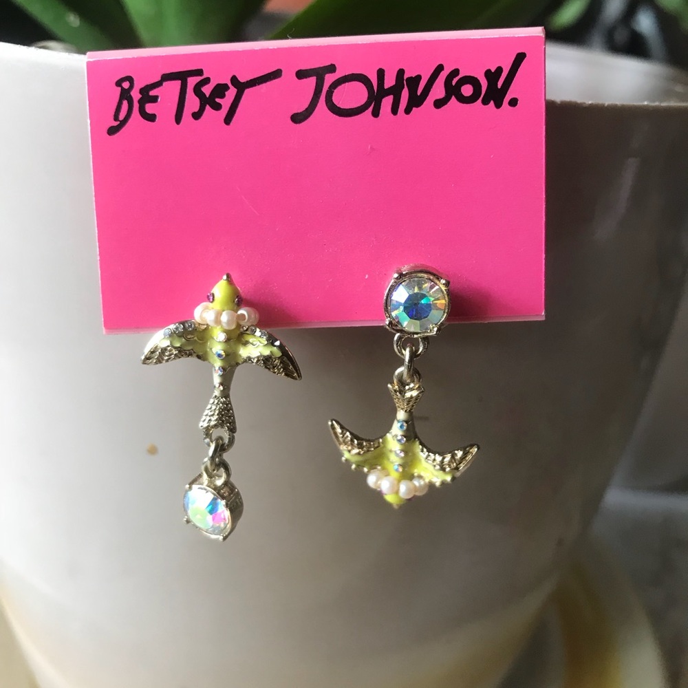 Yellow Betsy Johnson Sparrow Earrings